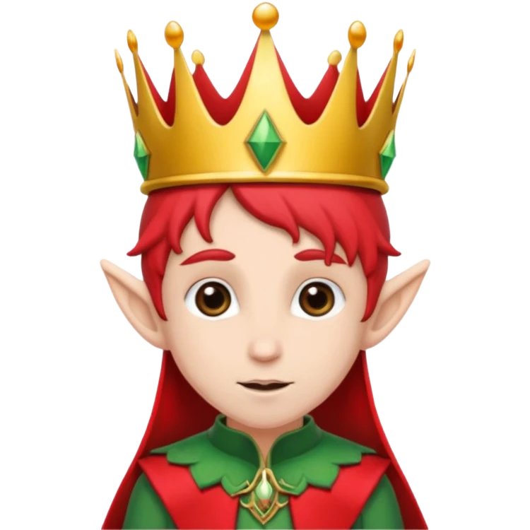 an elf with crown on the head, wearing black and red  emoji