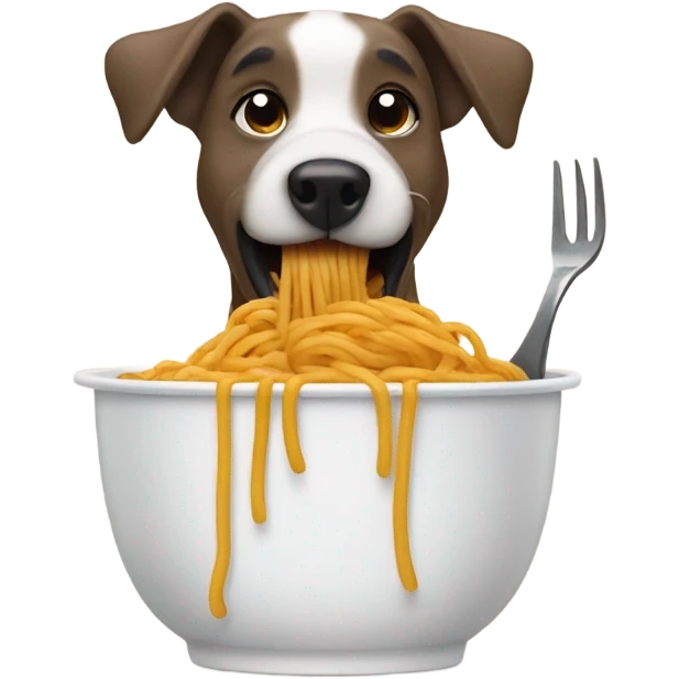 Dog eating spaghetti emoji