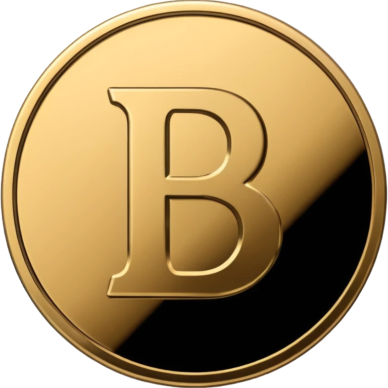 Emoji icon of a metal coin with engraved letter 8, minimalist style, isolated, only black color emoji