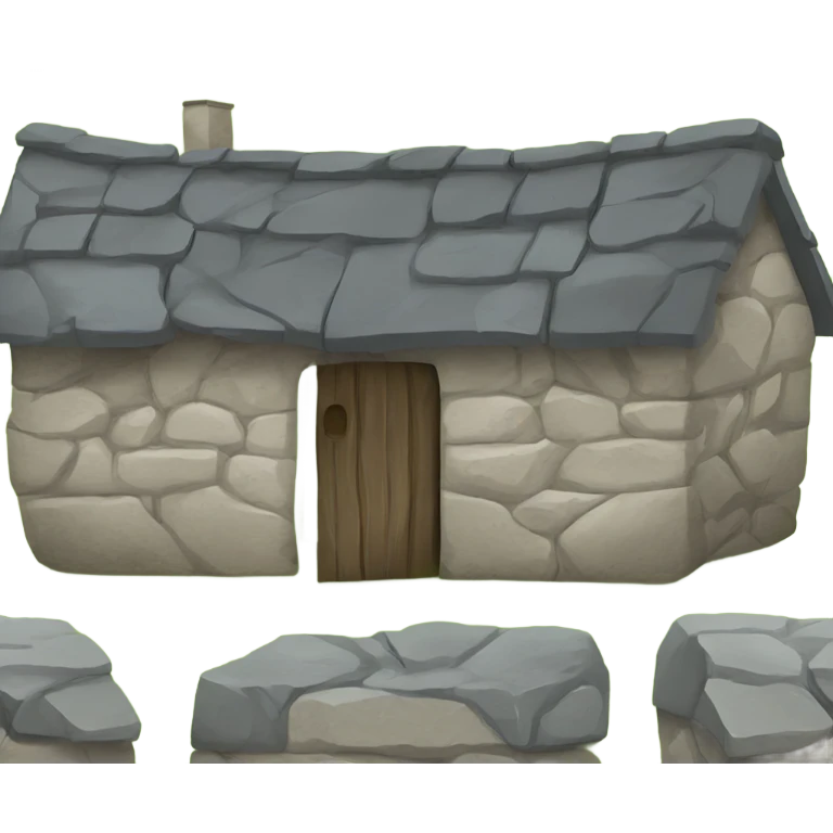 Stone house with grass on  emoji