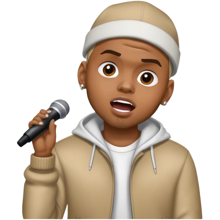 Hyper Realistic Chris Brown on stage singing  emoji