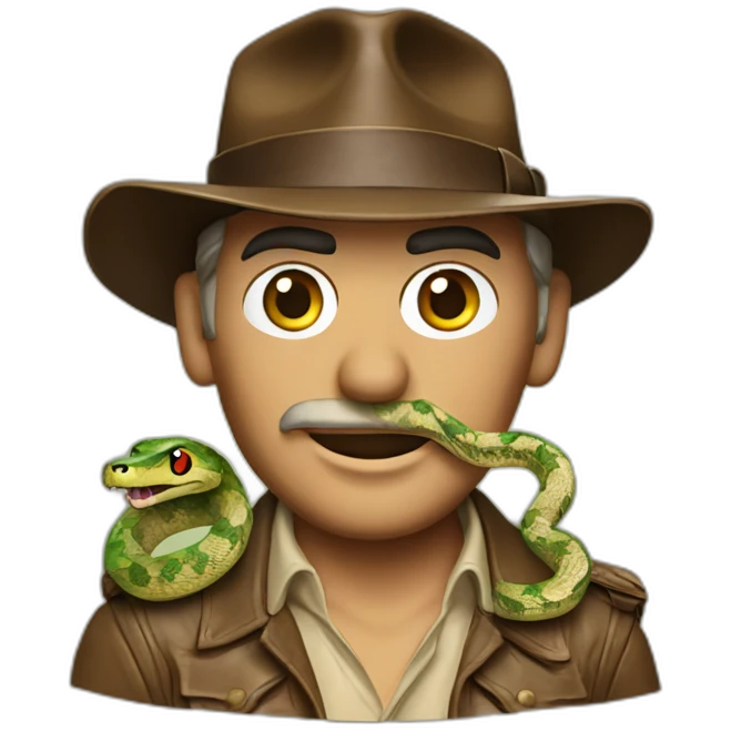 indiana jones muppet with snake skin emoji