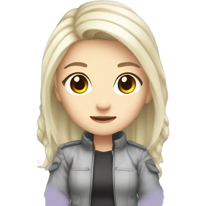 emoji for twitch, anime chibi-style, girl, ice ash blonde hair emoji