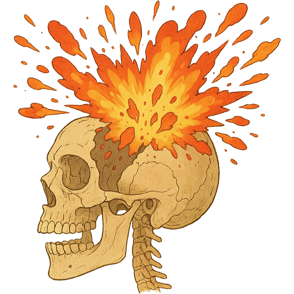 a skull exploding, anatomical diagram emoji