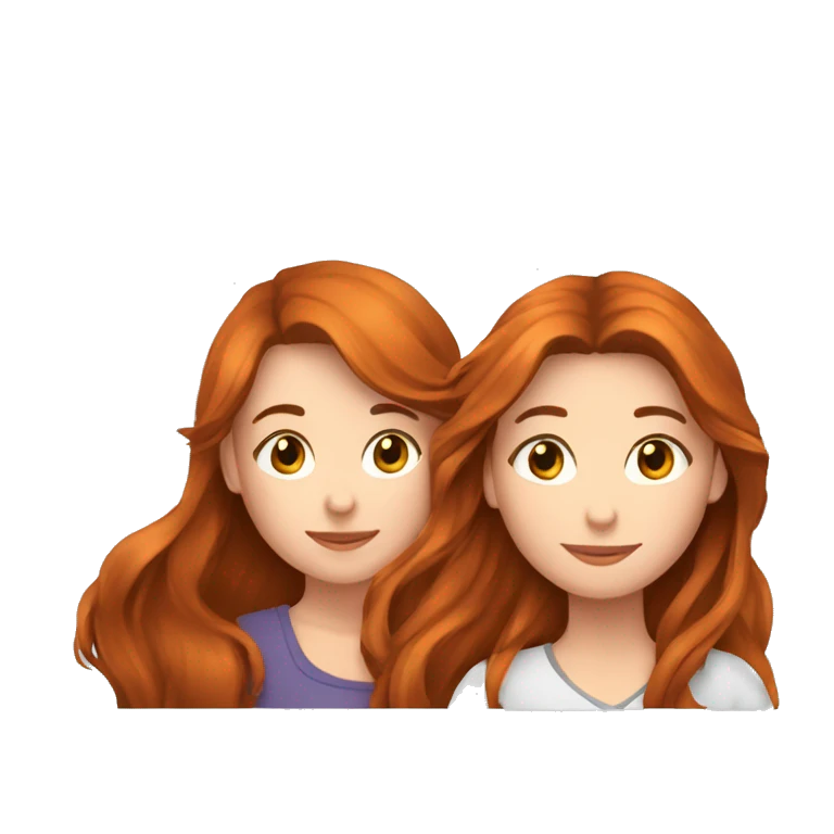 Une fille rousse avec une fille brune  emoji