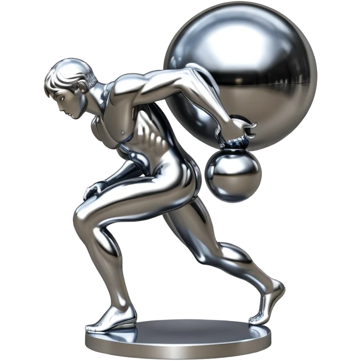 sorayama Sisyphus carrying big sphere on his back sculpture emoji