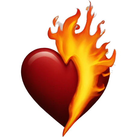 Dark red heart on fire emoji