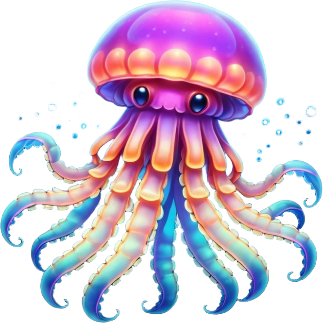 Neon glowing jellyfish-crab-squi emoji