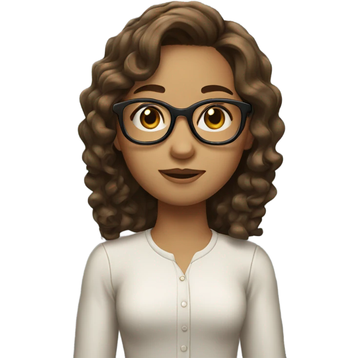 girl with brown hair wavy not too curly and glasses  emoji
