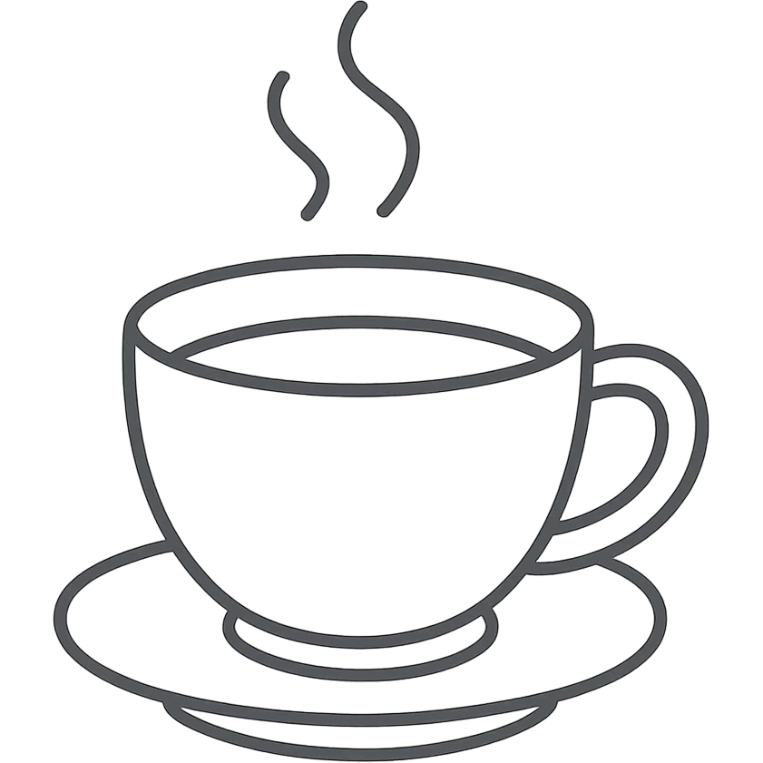 A hot coffee cup with steam rising, minimalist design with smooth lines and subtle details, coffee shop illustration emoji