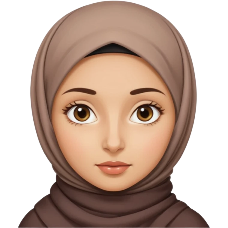 A girl in a French hijab, with an oval face, medium-sized forehead, wide eyes, straight nose, and full lips. She has thick, wavy hair and medium-toned skin with straight eyebrows emoji