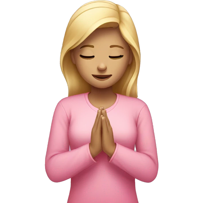 blonde girl with pink shirt praying  emoji