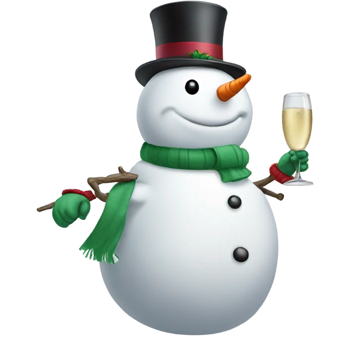 Snowman with arms drinking champagne  emoji