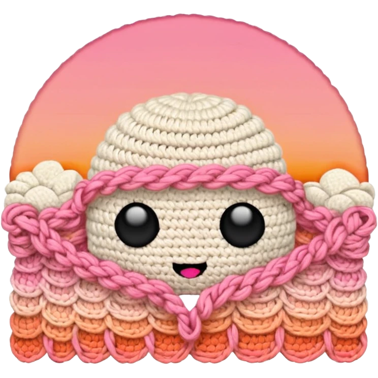 crochet single stitch (it has a color like a peach-pinky sunset) no faces  emoji