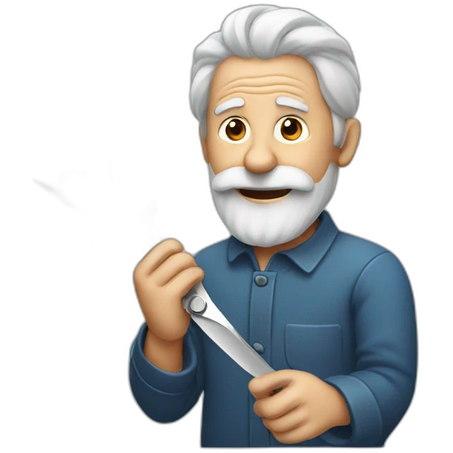 An old man with scissors emoji