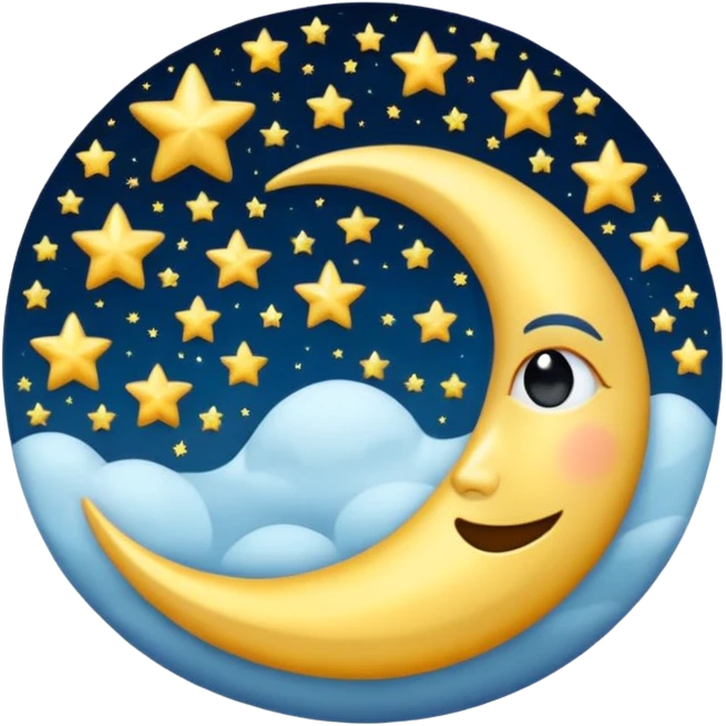 Luna con estrellas y un infinito emoji