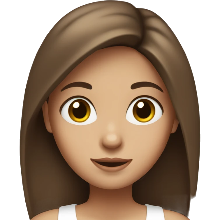 Girl with brown hair, hazel eyes wearing white tank top emoji