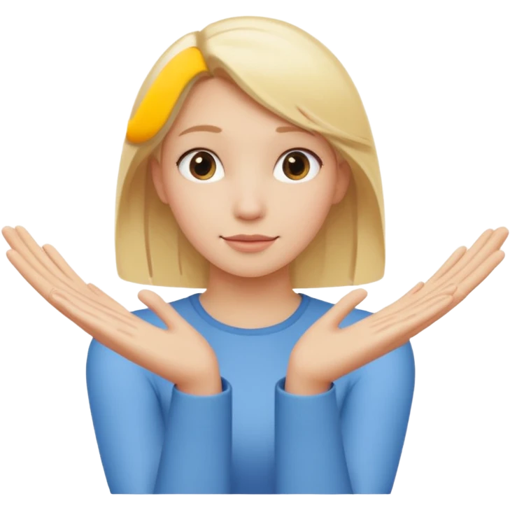 Blonde girl with arms around imaginary friends emoji