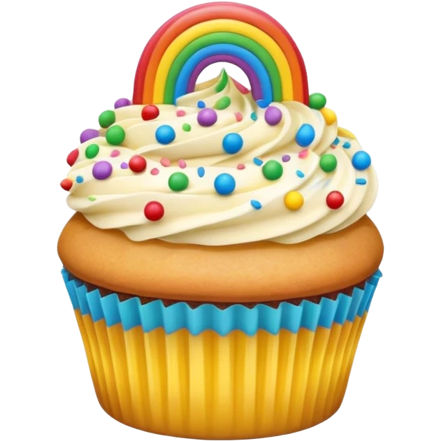 cute cupcake with colorful frosting and sprinkles emoji