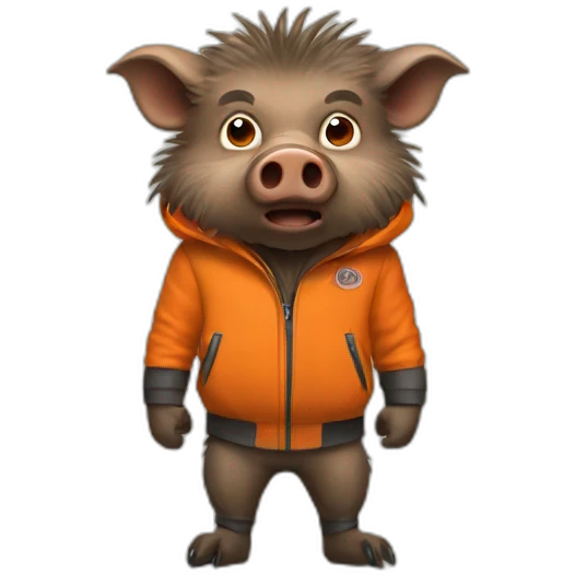 ANGRY wild boar with orange jacket emoji