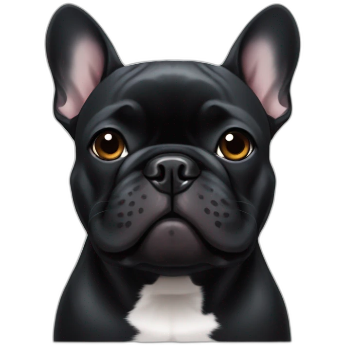 Black French bulldog posing like a seal emoji