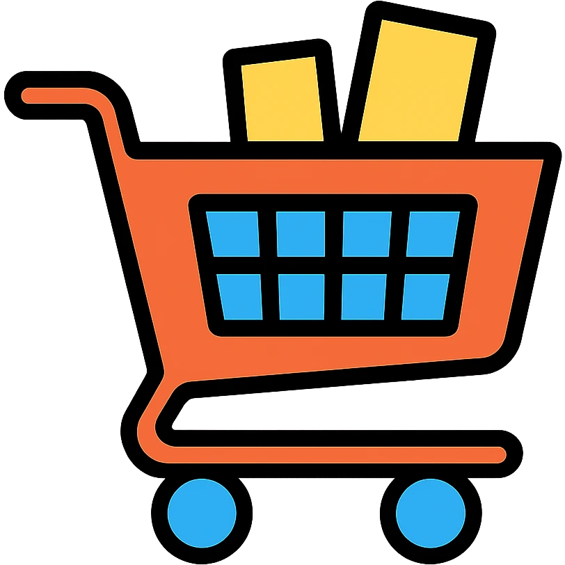 A colorful shopping cart icon for e-commerce emoji