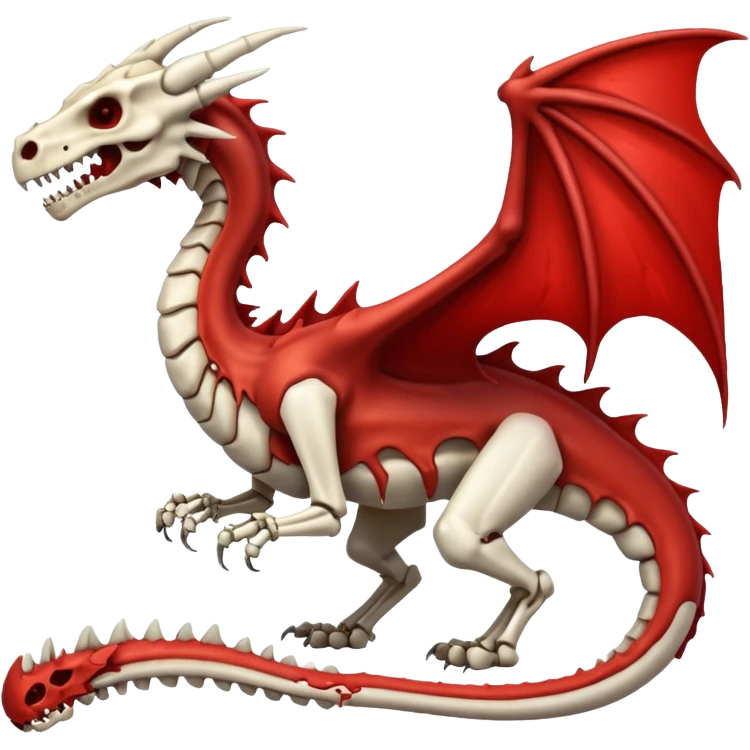  White skeletal skeleton bone dragon with some blood emoji