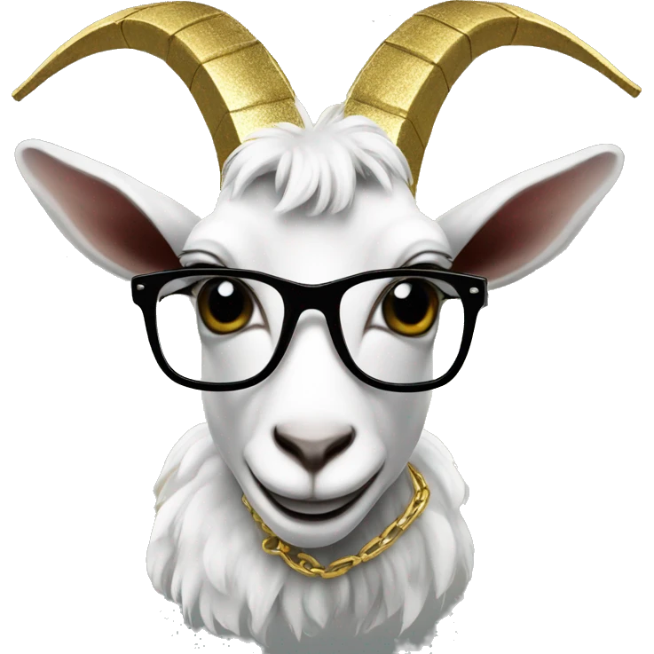 Goat with a gold chain and glasses emoji