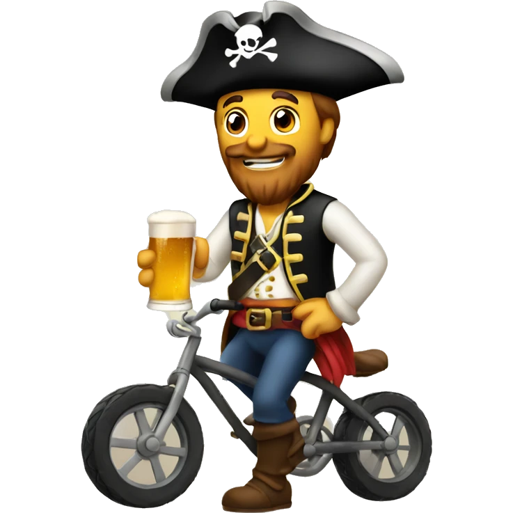 pirate with a beer in the hand on a bike emoji
