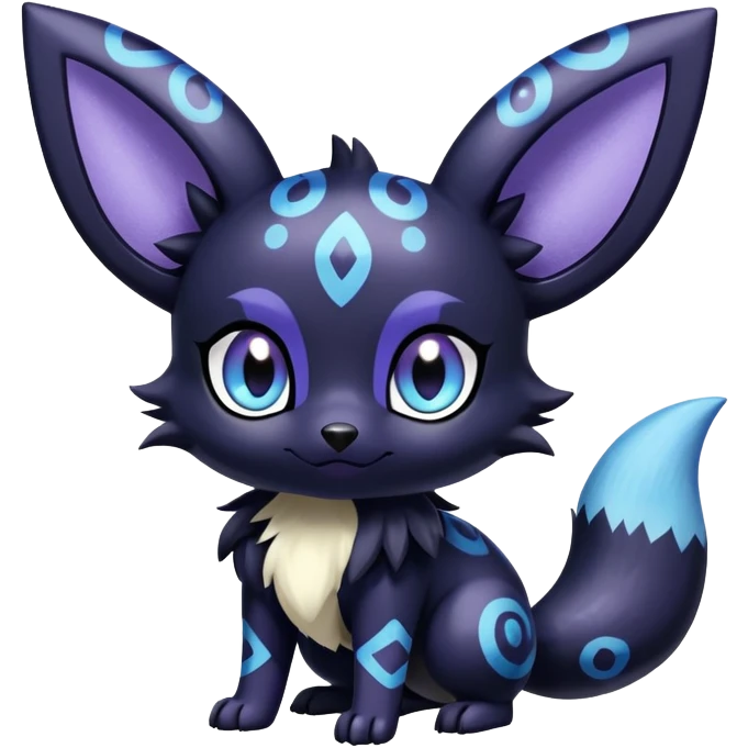 Shiny Cute Adorable Umbreon-Noibat-Meowstic-Hybrid-Creature with pattern-markings emoji