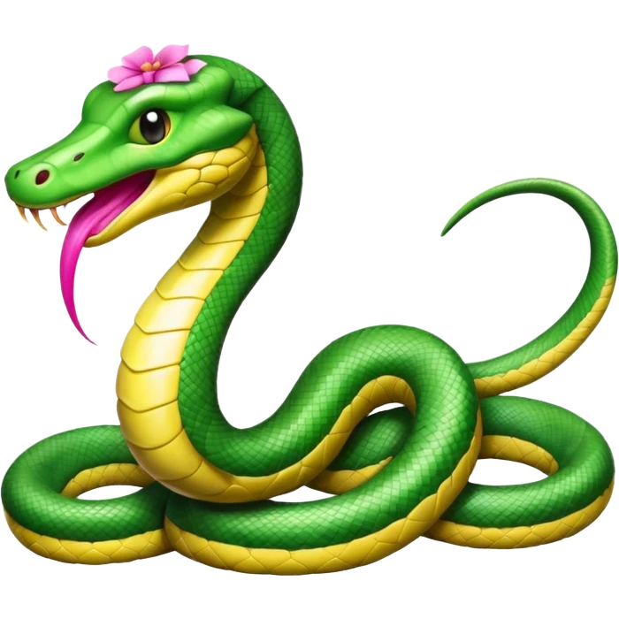 Serpiente con moño rosa emoji