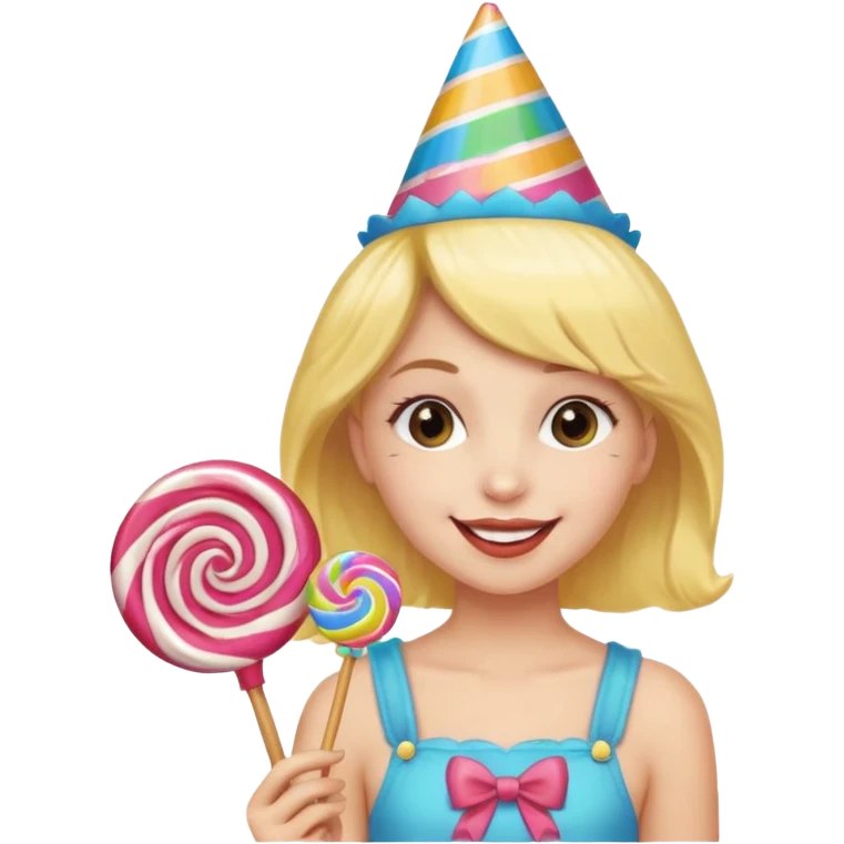 very pretty candy shop girl face with lollipop hair emoji