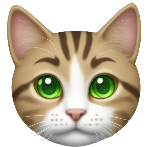 Tabby cat with green eyes no white ￼ emoji