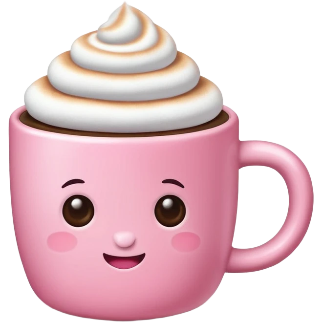 Pink Cup of coffe with marchmilo emoji