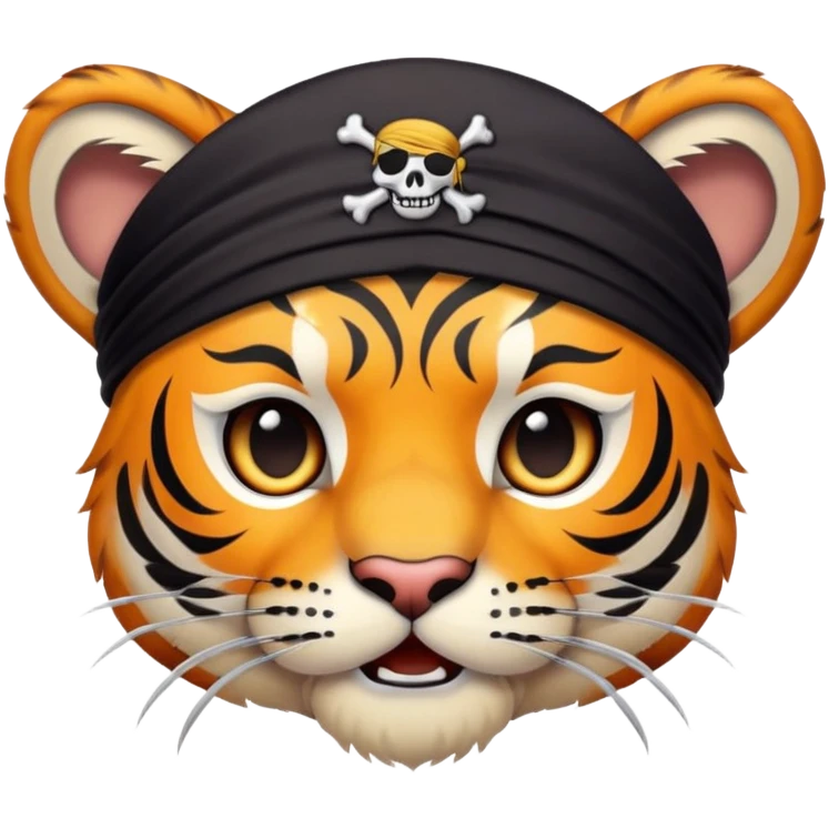pirate tiger face with eye patch and bandana for Twitch emote emoji