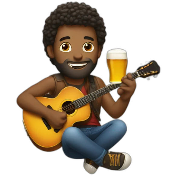 Musician with beer emoji