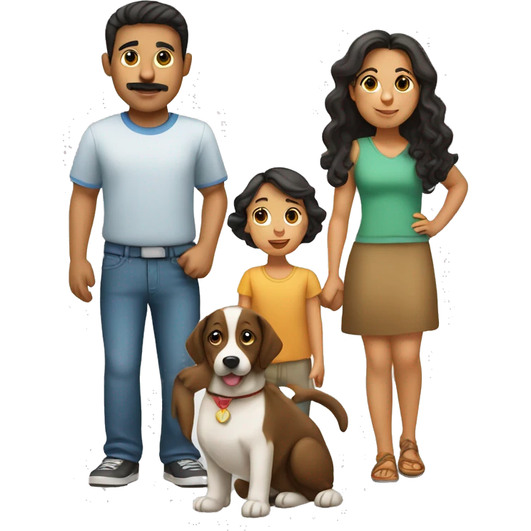 Hispanic family 2 kids and a dog emoji