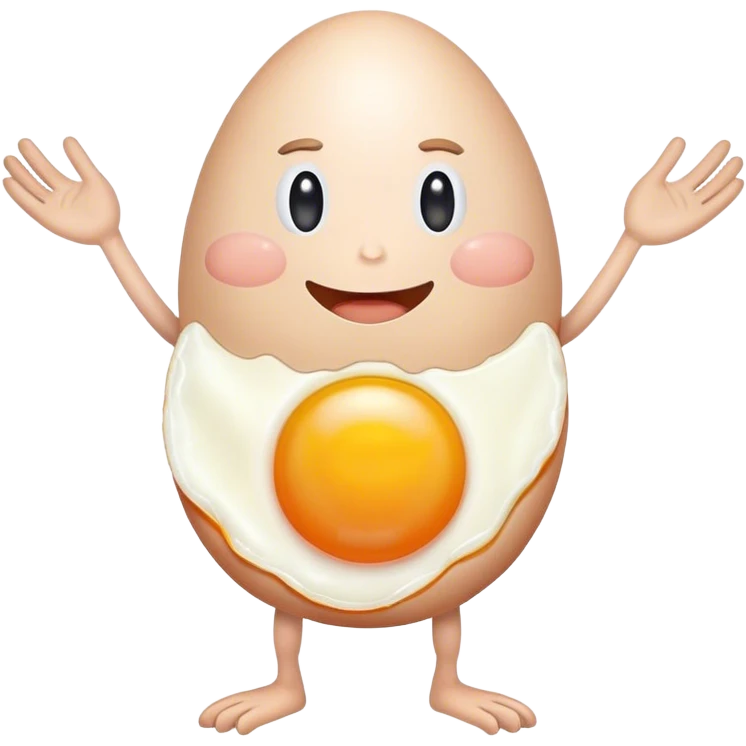 Fried egg with arms and legs emoji