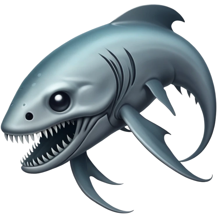 Sad Reaper Leviathan from Subnautica game, fearsome underwater creature with long mandibles, looking sad emoji