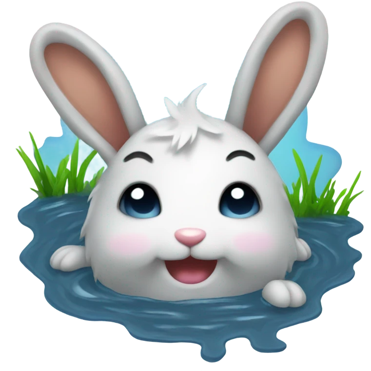 Wet Bunny in a puddle  emoji