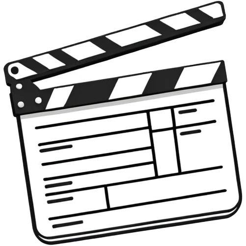 extreme minimalism clapperboard, single line drawing, barely recognizable outline emoji