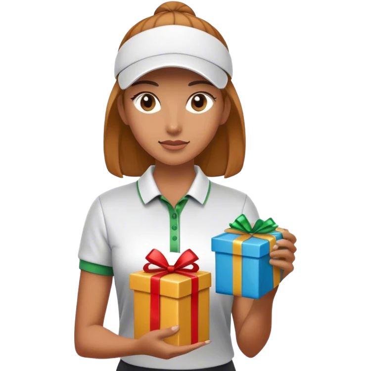 Female Golf player with gift emoji