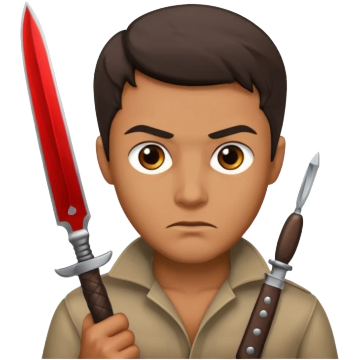 Un señor guapo con un cuchillo  amenazando  emoji
