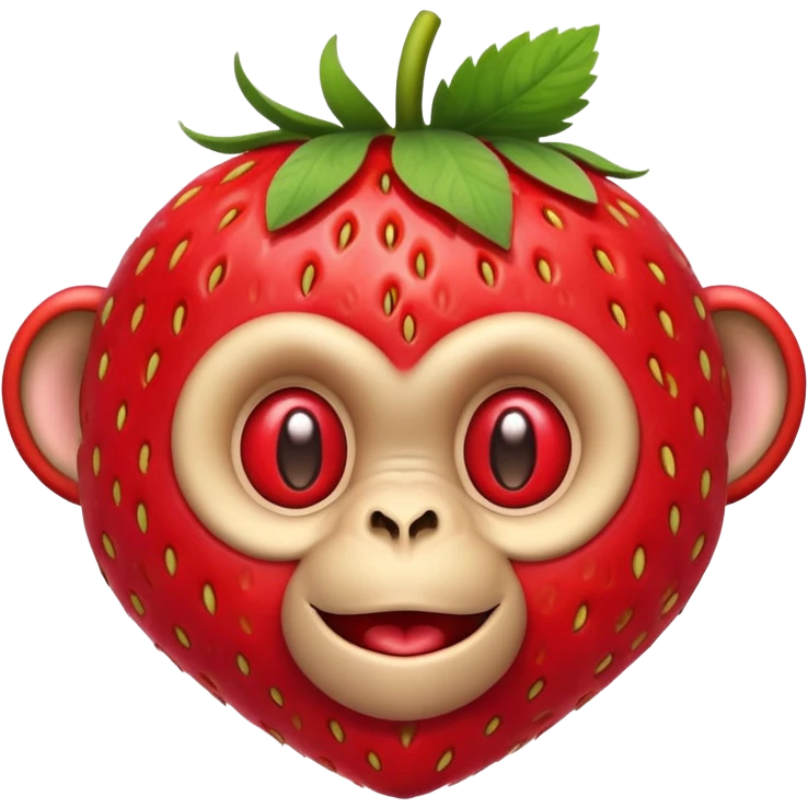 Make a strawberry with a monkey face on it emoji