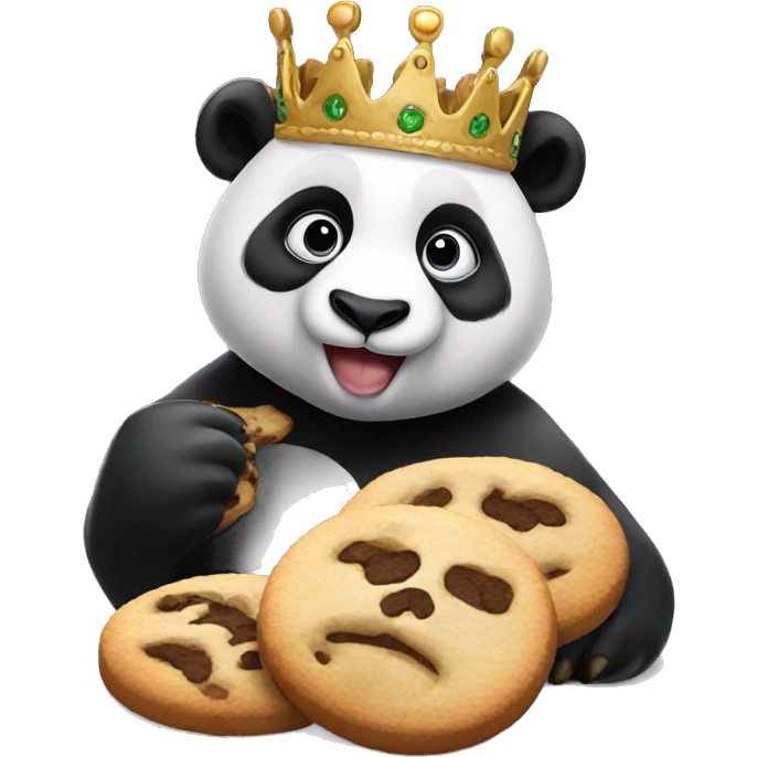 panda with crown eating cookies emoji