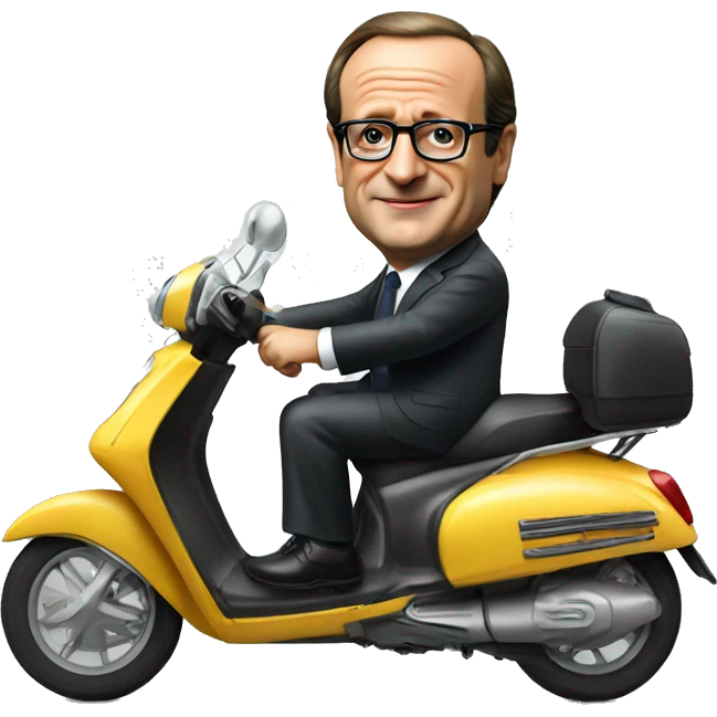 Francois Hollande on a scooter bike  emoji