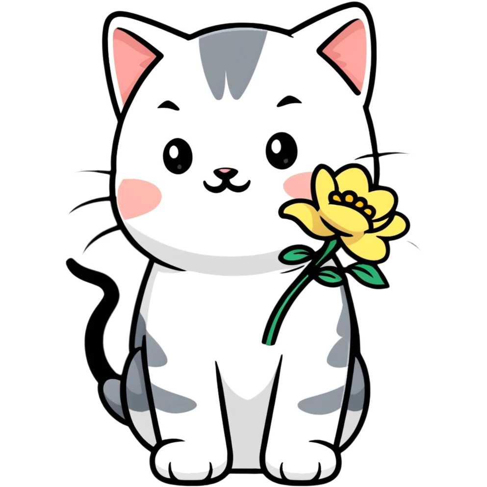 Kitten smells flowers emoji
