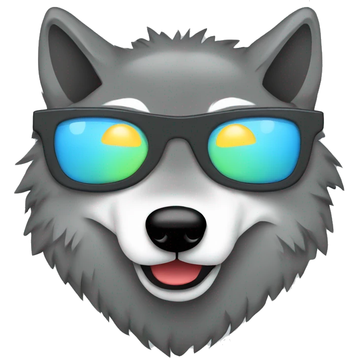 A Grey wolf with Sunglasess pixel style emoji