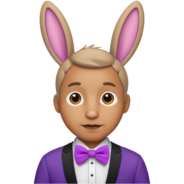Rabbit ears and purple bowtie wearring man emoji
