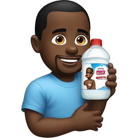 P diddy holding a johnson & johnson’s baby oil bottle emoji